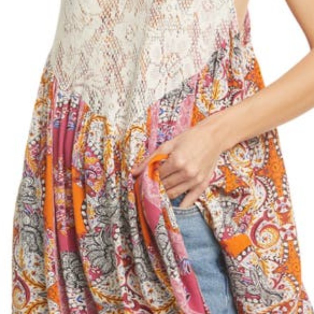 Free People Floral Boho Mini Dress Count Me In Top - Picture 4 of 9